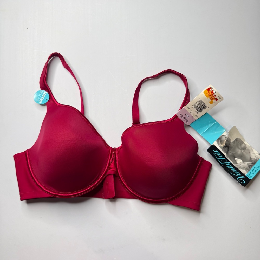 Vanity Fair Body Caress Bra Womens 40D Red Full Coverage Contour T-Shirt Bra New